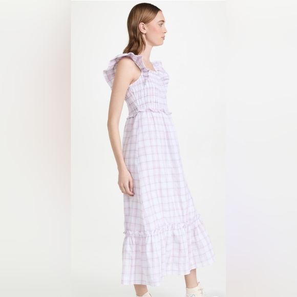 NWT English Factory Plaid Midi Dress Size Small White Pink Purple - Picture 6 of 11